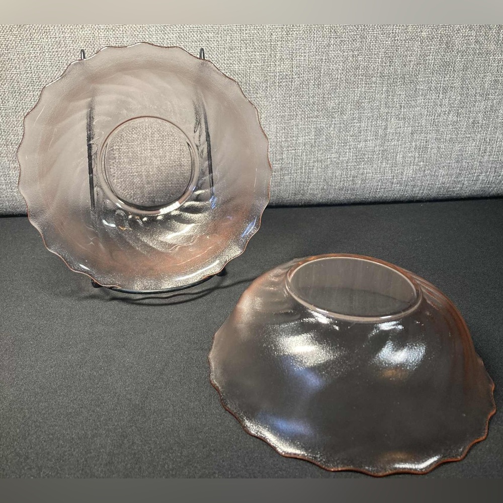 Arcoroc France Rosaline Pink Swirl Bowls 2 Set 6”